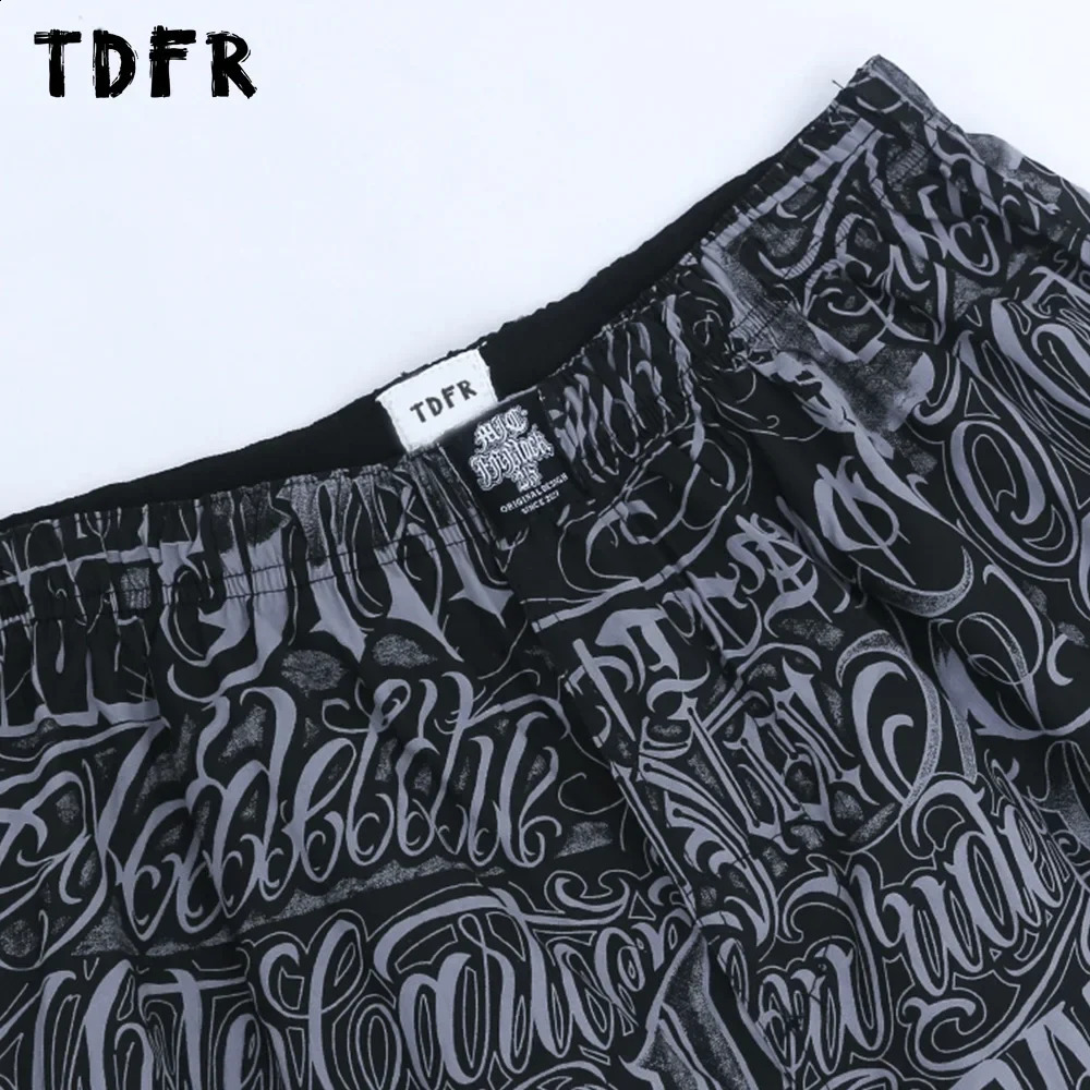 Full Print Casual Shorts Mens Summer Chicano style Streetwear Loose Wide Leg Elastic Waist Short Pants Men 250107