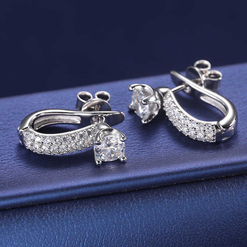 Stunning Fashion Design 925 Sterling Silver D Color Moissanite Detachable Hoop Earrings Convertible Stud Earring