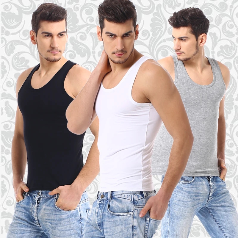 3-piece Cotton Thin MEN'S Tight Vest Young Boys Sports Casual Vest Joker Sleeveless Vest for Middle-aged and Elderly Men.