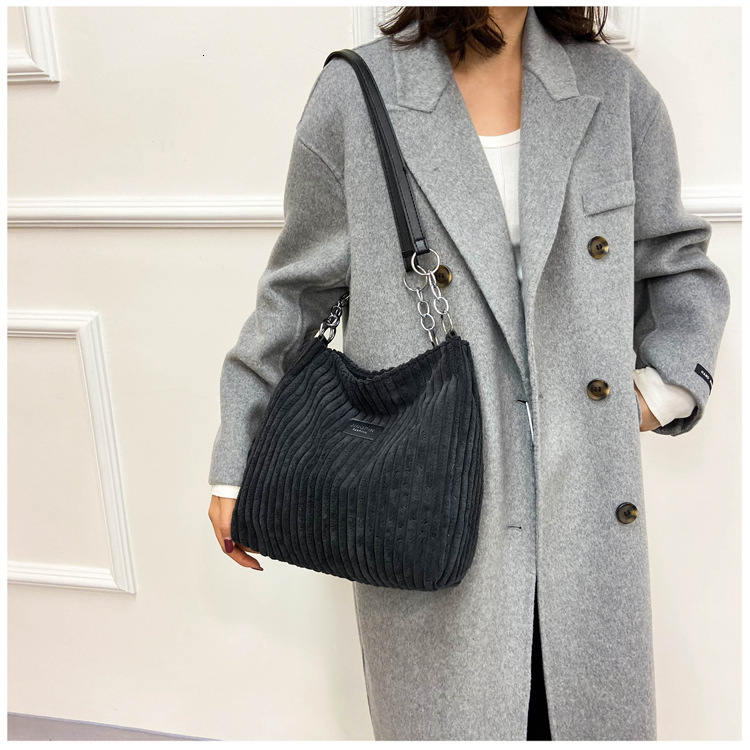 2025 New Spring And Autumn Large Capacity Velvet Trendy Handbag Solid Color Student Shoulder Versatile Tote Designer Handbag Commuter Bag