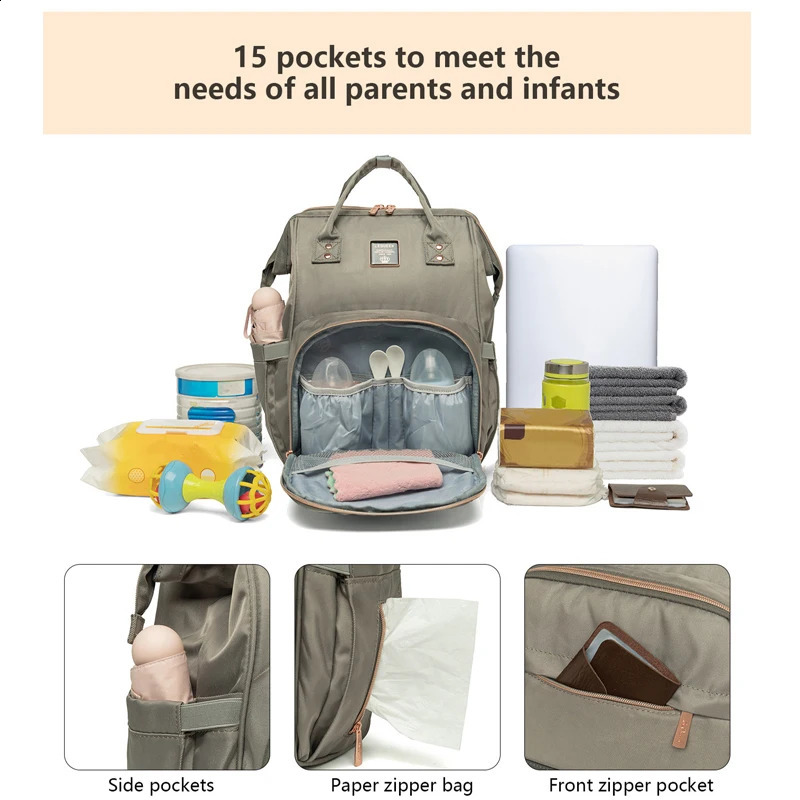 Original LEQUEEN Nappy Backpack Bag for Mom Large Capacity Multi-function Waterproof Outdoor Travel Baby Diaper Bags 250106