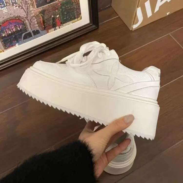 White Women Designer Round Toe Platform Shoes Outdoor Causal Concise Sneakers For Students Spring
