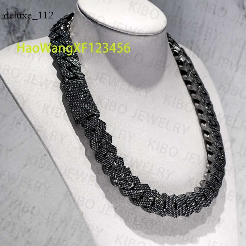 Hip Hop Necklace Black Gold Vvs Moissanite Dia Iced Out Cuban k Chain