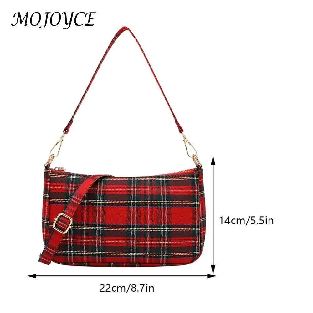 Women Striped Crossbody Large Capacity Tartan Check Simple Shoulder Bag Canvas Ladies Underarm Bags For Travel Work Handbag