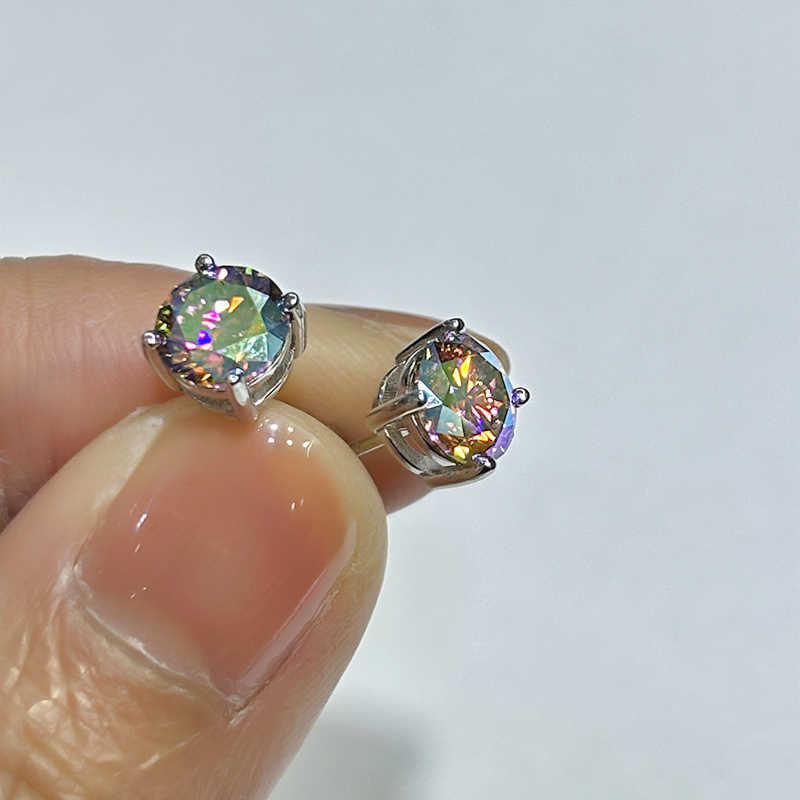 Pass Diamond Tester Moon Moissanite S925 Silver 1CT VVS D Color Diamond Hiphop Stud Earrings For Men Women