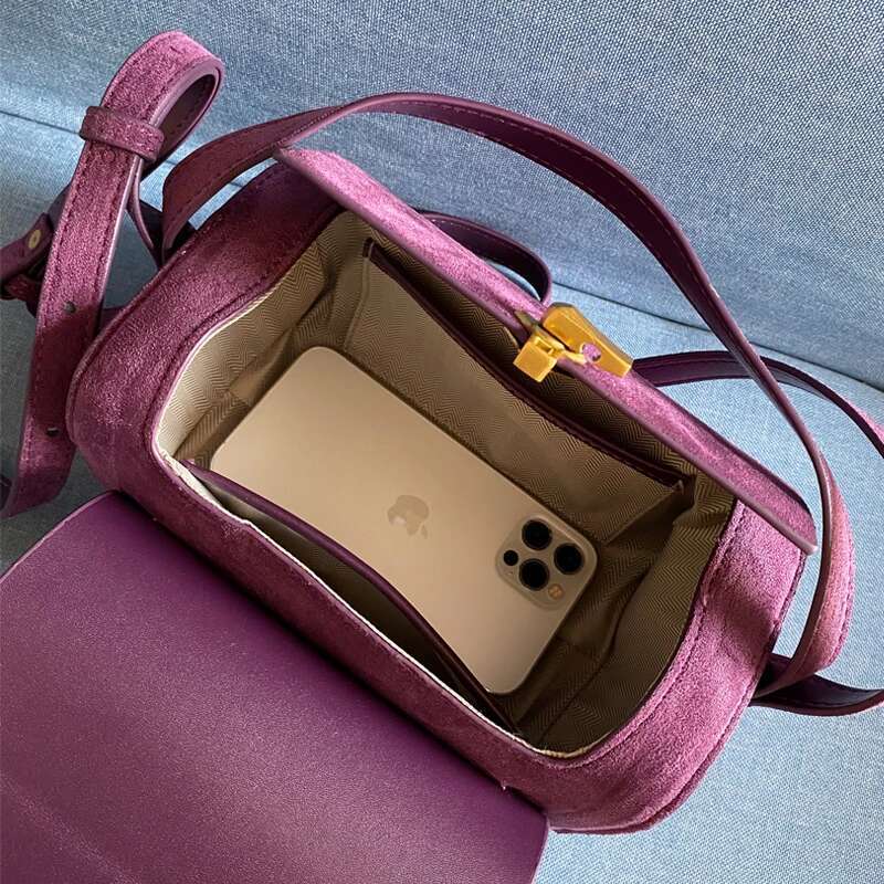 Faux Suede Box Messenger Bags For Women Designer Handbags And Purses New In Fashion Lock Square Shoulder Crossbody