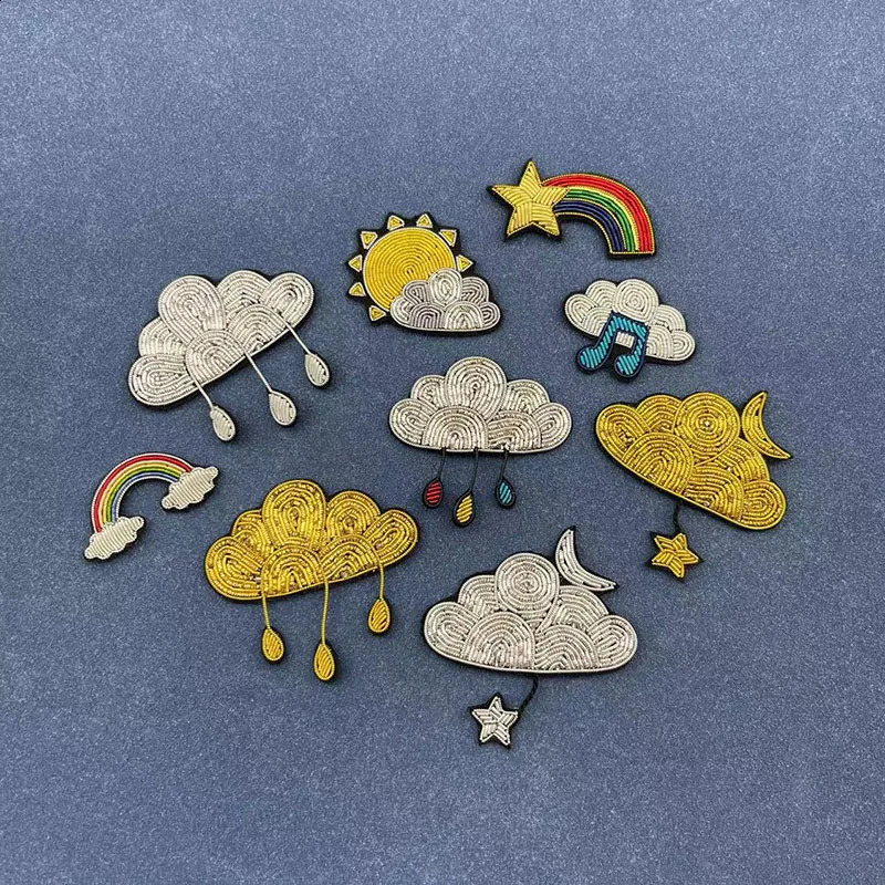 Cloud Starry Sky Hand-Stitched French n Creative Simple Fashion Indian Silk Brooch 250103