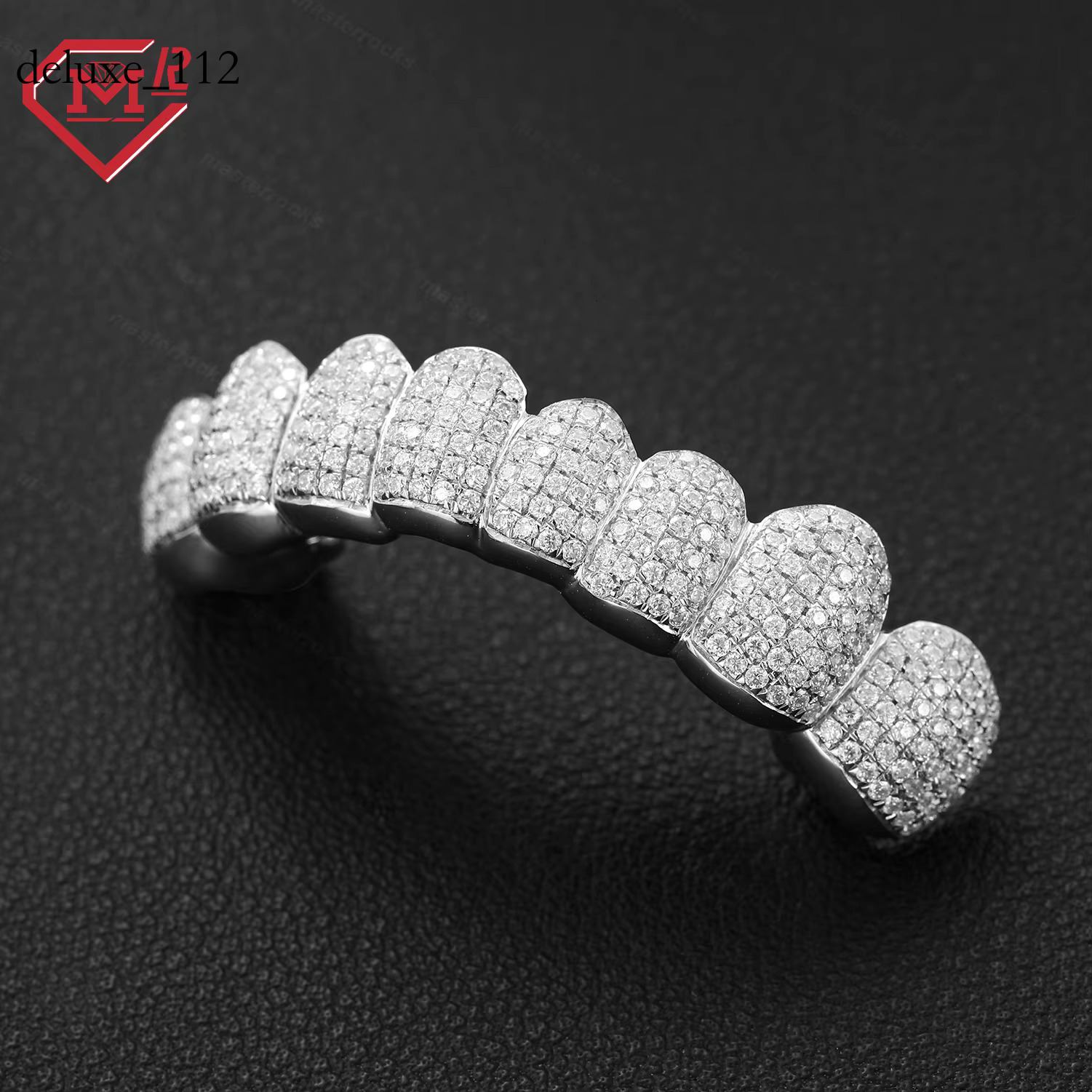 Real S Teeth Fully Iced Rapper Bust Down Deep Cut Custom D Color Moissanite Grillz