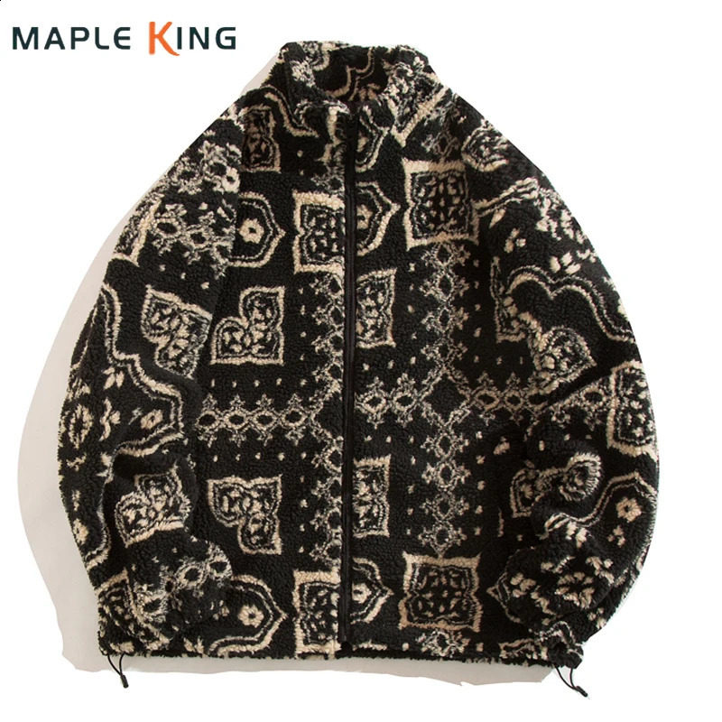 Harajuku Trendy Lambswool Jacket Men 2025 Autumn Winter Vintage Warm Fleece Coats Couple Zipper Loose Hip Hop Hipster Streetwear 250107