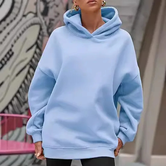 Winter Solid Color Hoodie Hip Hop Plush Hooded Sweatshirts Oversized Pullover Harajuku Casual Hoodies Tracksuit Women Sports Top 250106