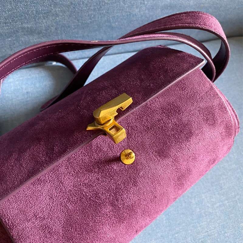 Faux Suede Box Messenger Bags For Women Designer Handbags And Purses New In Fashion Lock Square Shoulder Crossbody