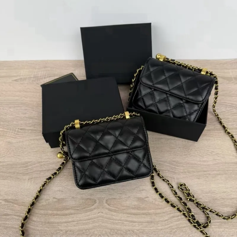 2C Diamond check metal chain shoulder strap Crossbody small square bag gift box packaging VIP gift Fashion Shoulder Bag Chain Bag match gift box and paper card
