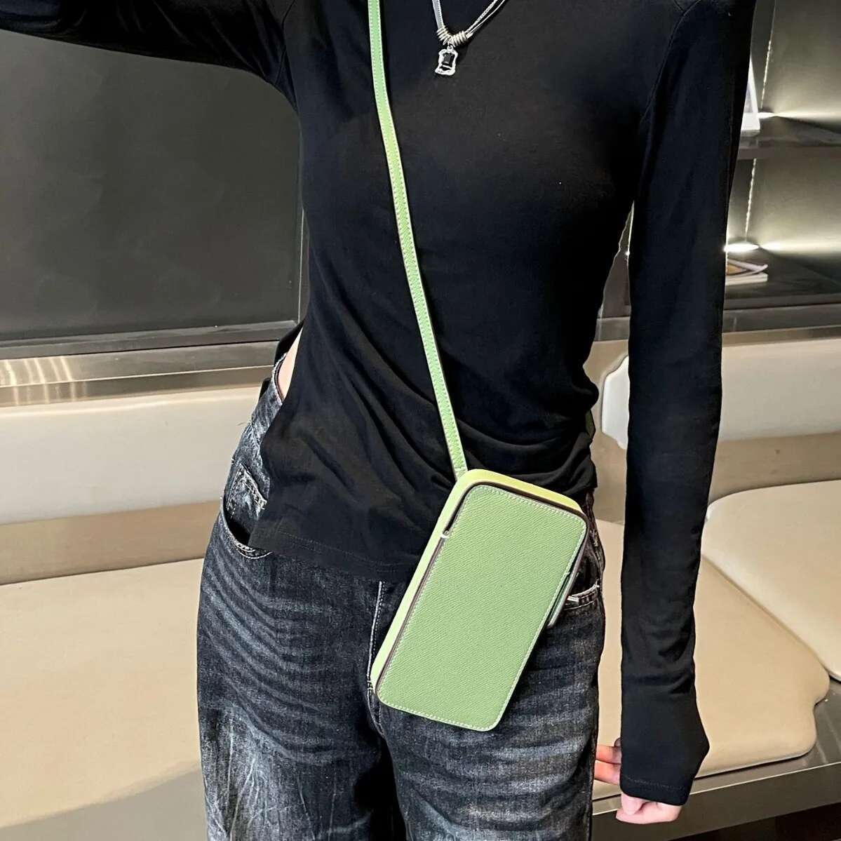 Design Phone Woman Portable Genuine Leather Cross-Body Fashion Casual Lady Shoulder Bag Card Wallet