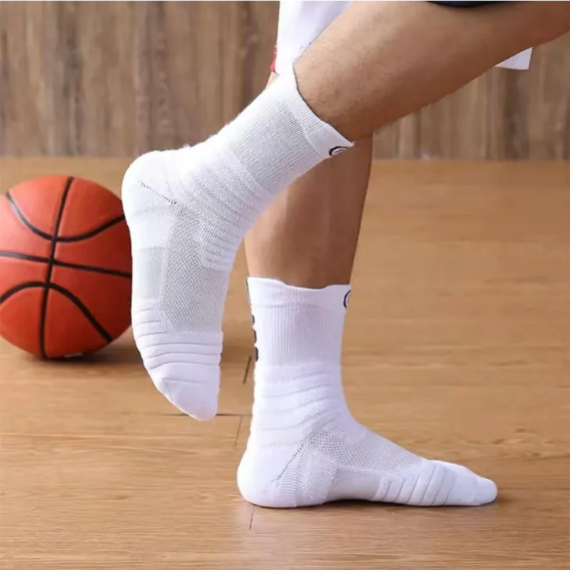 3pairs/Lot Men's Socks Compression Stockings Breathable Basketball Sports Cycling Socks Moisture Wicking High Elastic Tube Socks
