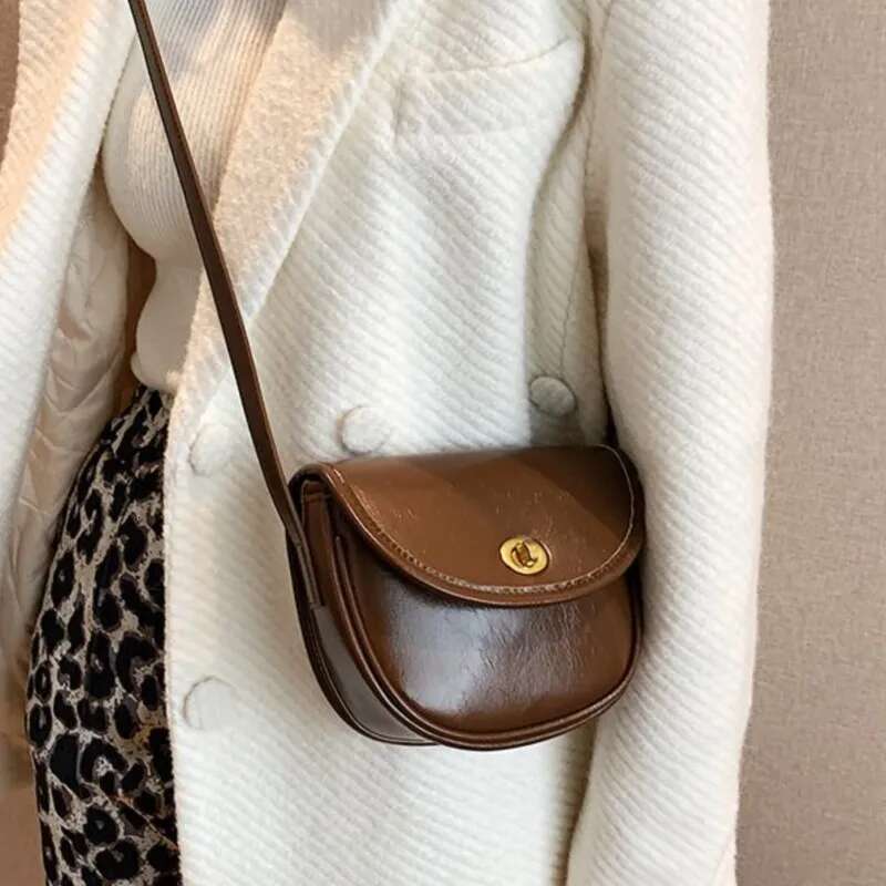 JIAERDI Vintage Brown Mini Women Retro Pu Leather Saddle Messenger Bag Purse Ladies Haruku Casual Crossbody Bags Aesthetic