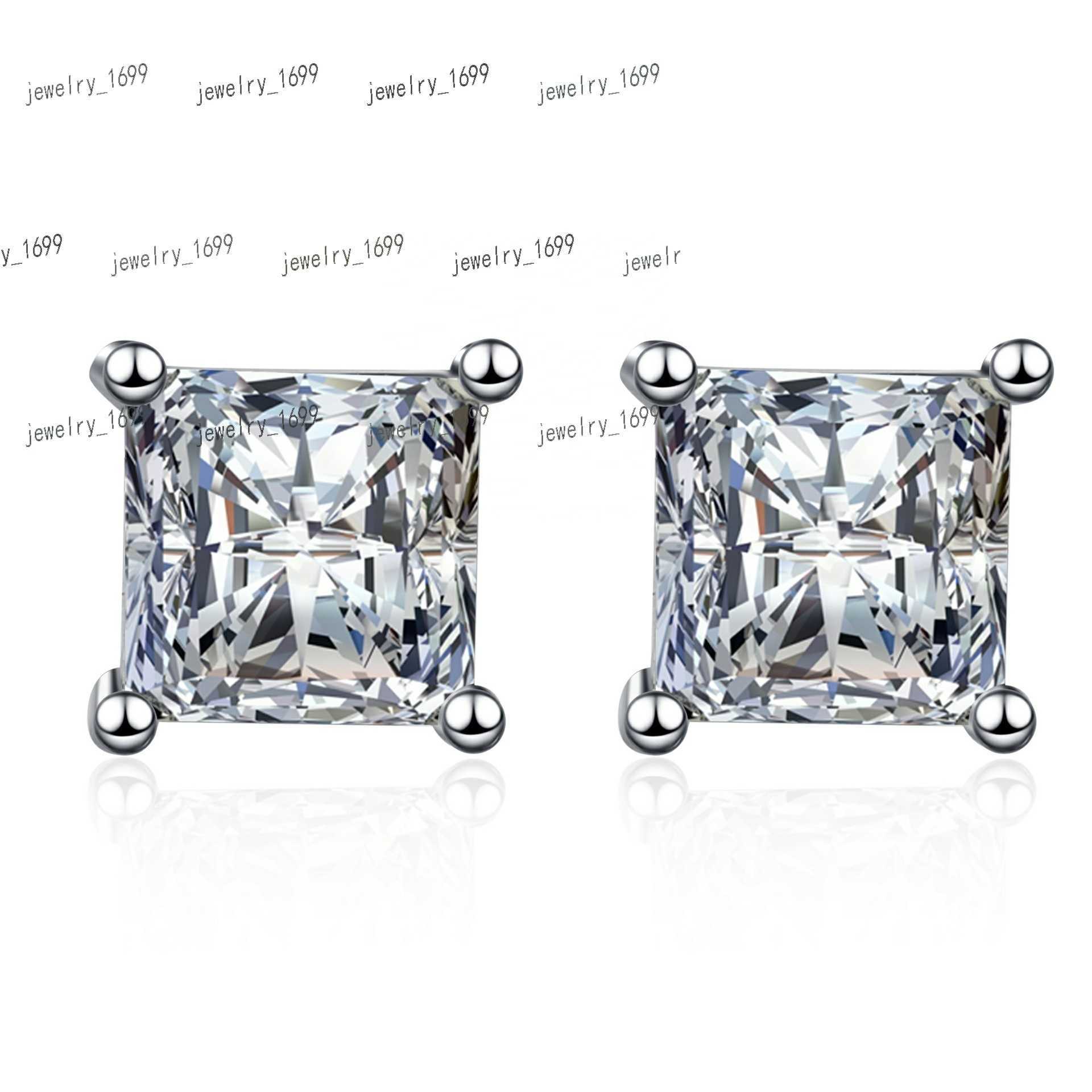 2023 Moissanite Jewelry Square VVS Moissanite Earrings 925 Sterling Silver Stud Earring For Women
