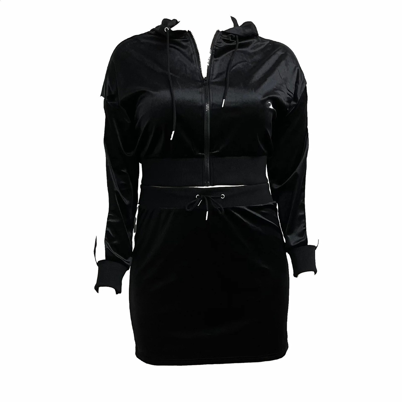 Wmstar Plus Size Women Clothes Velvet Sweatsuit 2 Two Piece Set Hoodie Mini Skirts Sets Matching Outfits Wholesale Drop y250122