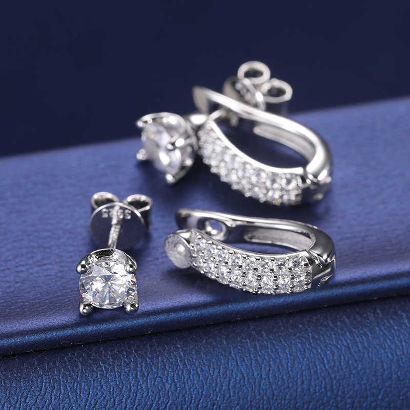 Stunning Fashion Design 925 Sterling Silver D Color Moissanite Detachable Hoop Earrings Convertible Stud Earring
