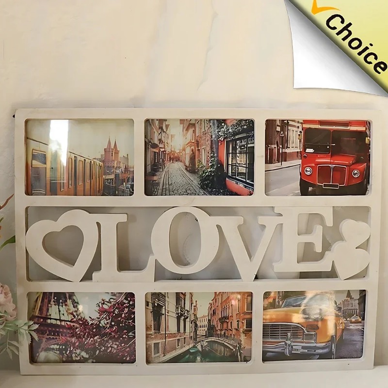 3Pcs Love Heart Framed 6 in One Wall Picture Frames Family Collage Newborn with Box Photo Frame H260306