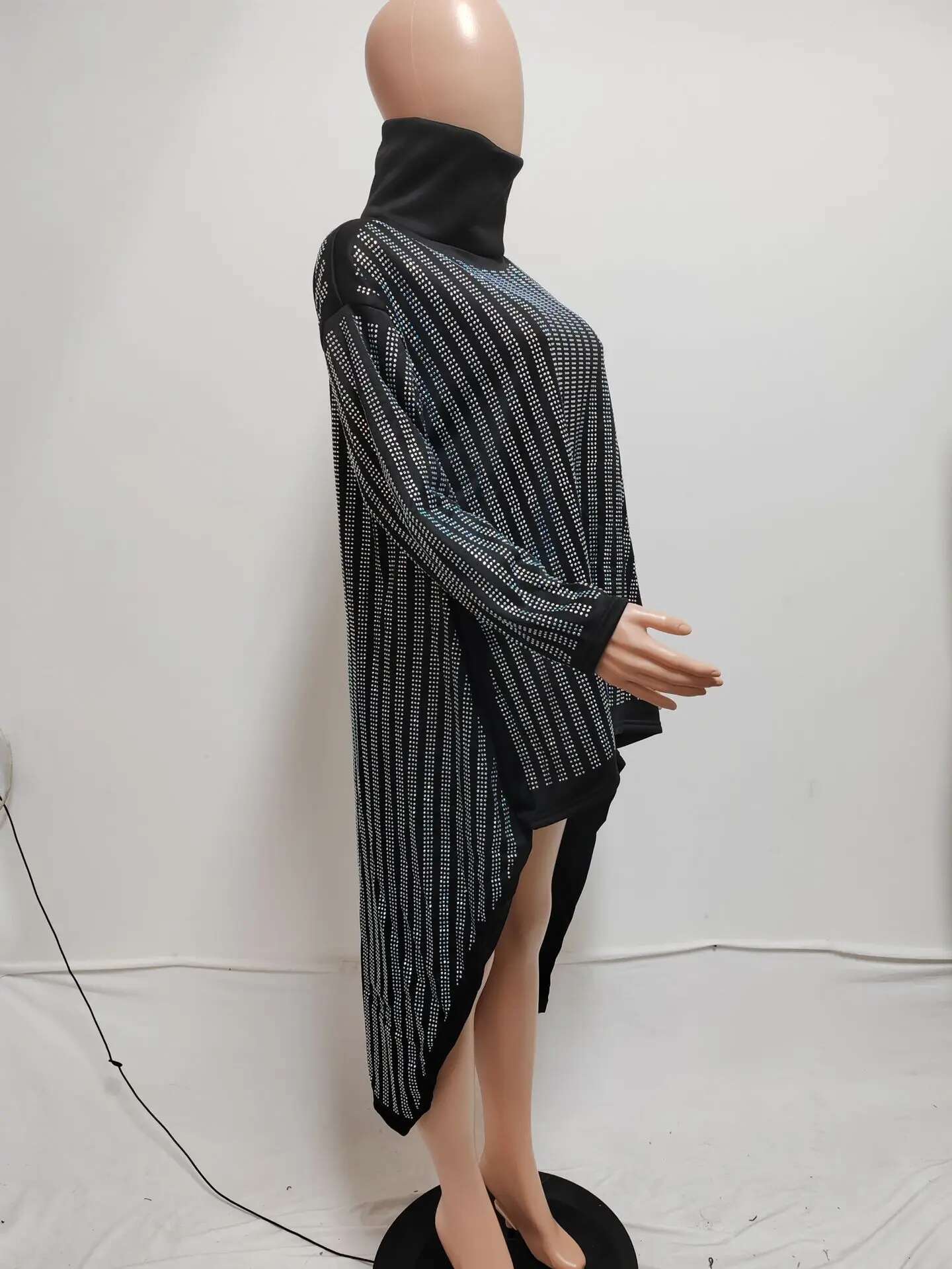 Women Long Sleeve Turtleneck Dias Hot Rhies High Low Loose Maxi Dress 2025 Evening Sexy Party Dresses Vestidos