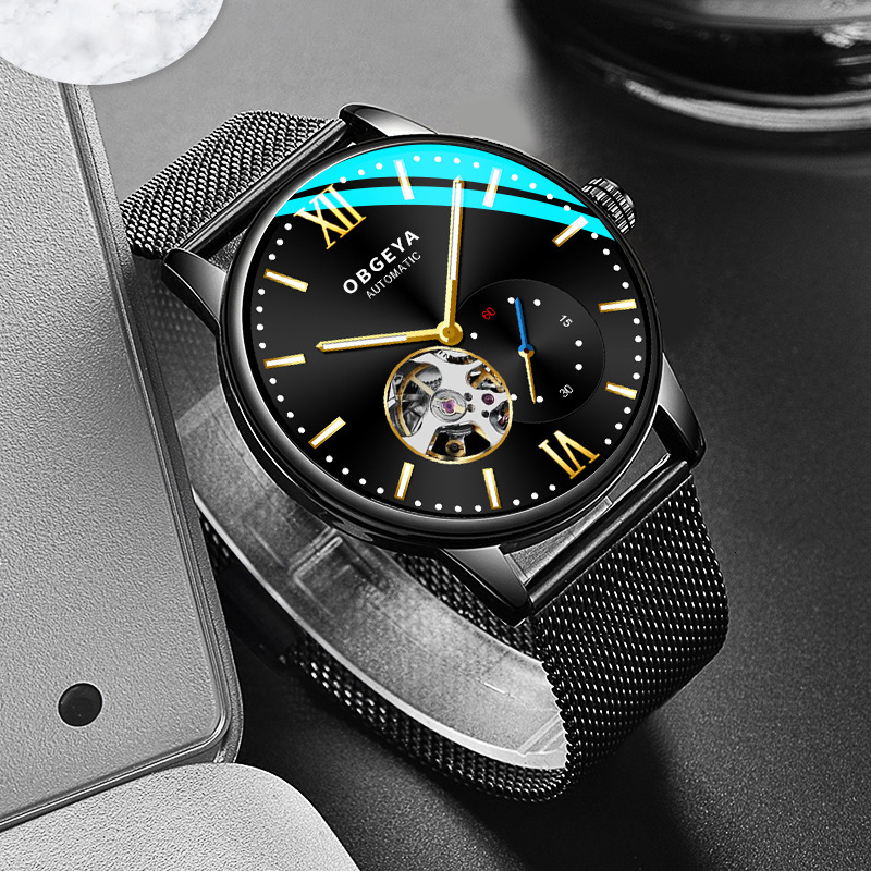 Elegant Men's Ultra-Thin Mechanical Watch with Waterproof Feature