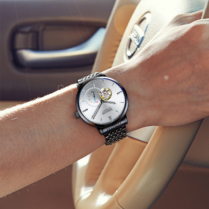 High-End Minimalist Tourbillon Automatic Mechanical Watch for Men with Night Glow and Waterproof Feature