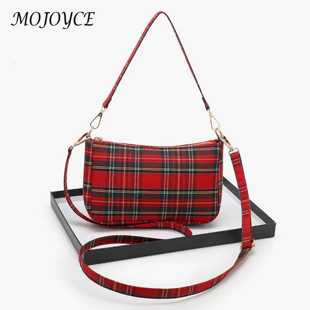 Women Striped Crossbody Large Capacity Tartan Check Simple Shoulder Bag Canvas Ladies Underarm Bags For Travel Work Handbag