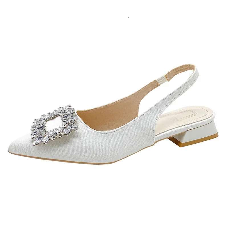 Large Size French Style Baotou Sandals Women's New Small Low Heel Rhie Pointed Single Shoes