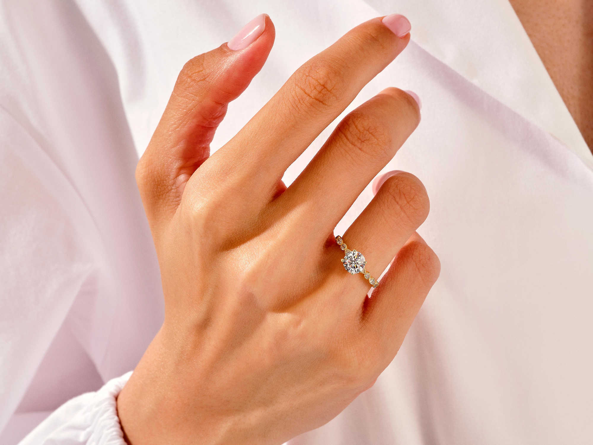 Engagement Ring 14k 18k Gold Vintage Promise Ring 1-2 CT Unique Lab Grown Diamond Ring