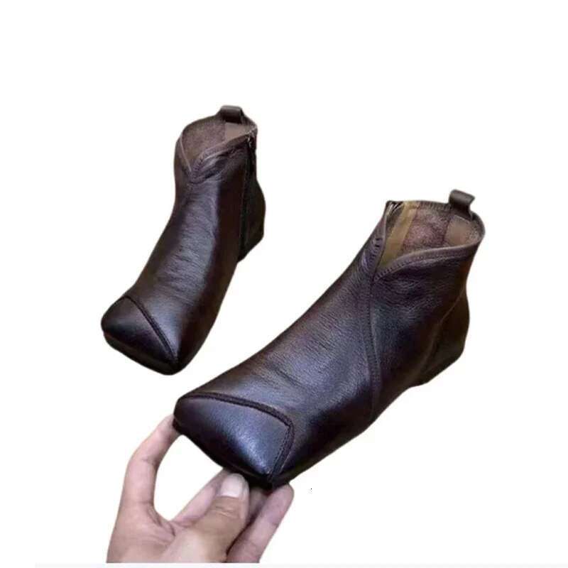 Square Toe Women Ankle Flats Designer Shoes Woman Trend Fashion Boots New Sneakers Retro Soft Mujer Snow Botas
