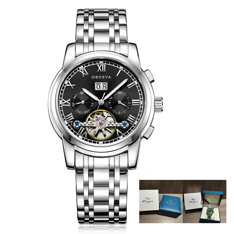 Men's Fashionable Waterproof Skeleton Automatic Mechanical Watch with Date Display
