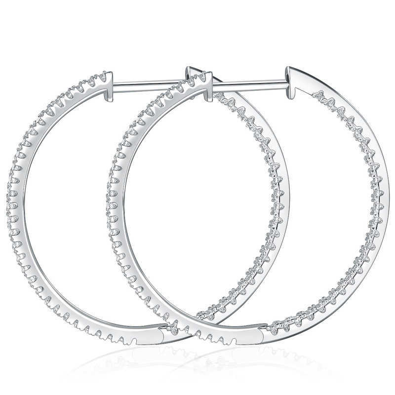 Sterling Silver 925 Round White moissanite 50mm hoop earrings Large Inside out Hoop Earrings moissanite women large earrings