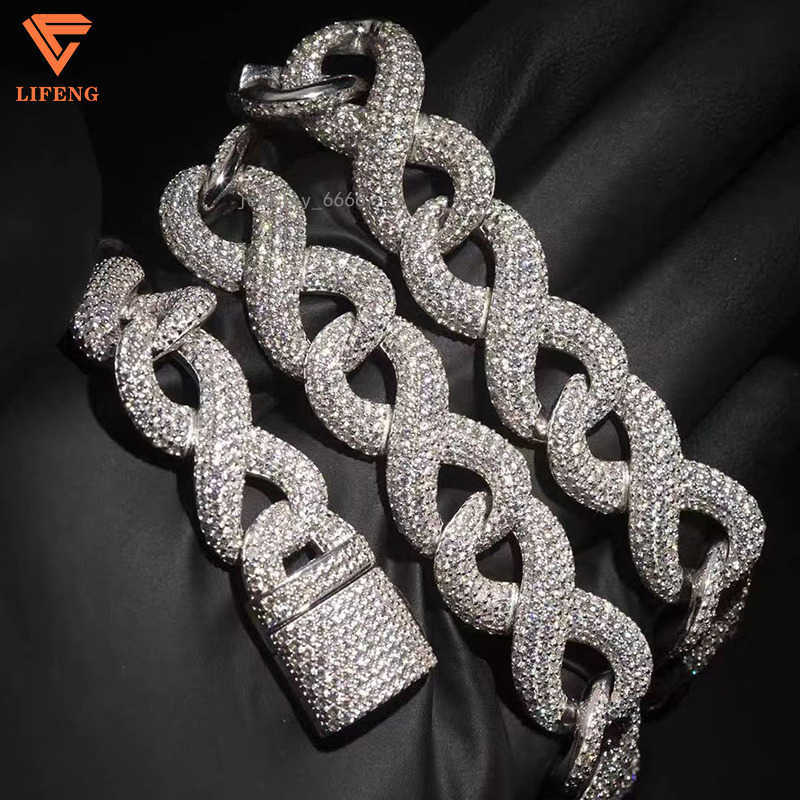 New Arrival Fashion Jewelry Popular White Gold Plated S925 Iced Out 18mm Vvs Moissanite Hip Hop Initial Cuban Chain Men Necklace