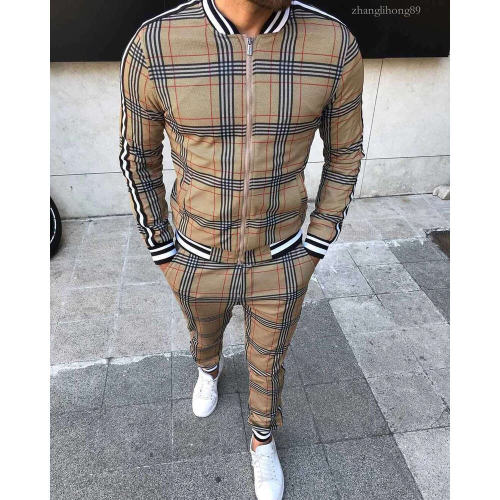 Men's Tracksuits Casual Sports Suit Autumn Thin Zipper Jacket Trousers Digital T230715