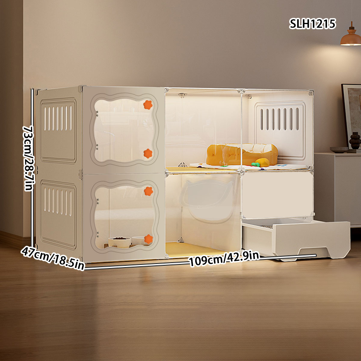 Compact Pet Kennel with Free Range Design - Home Use Kitty Condo