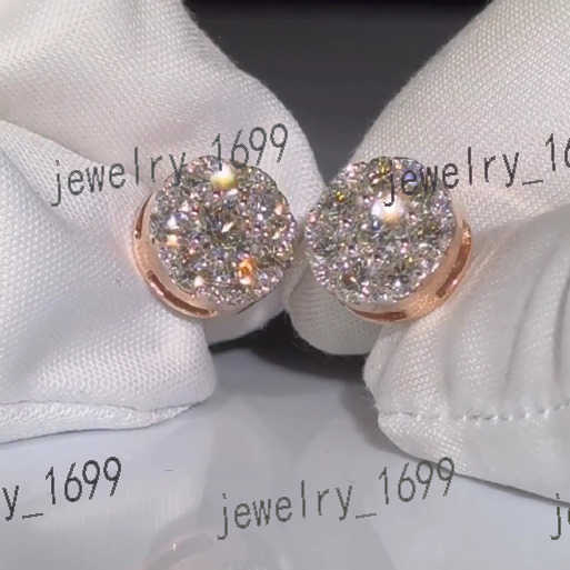 Hiphop Stud Earrings 5mm Iced Out VVS Moissanite Diamond Cluster Round Cut Custom Moissanite Earrings