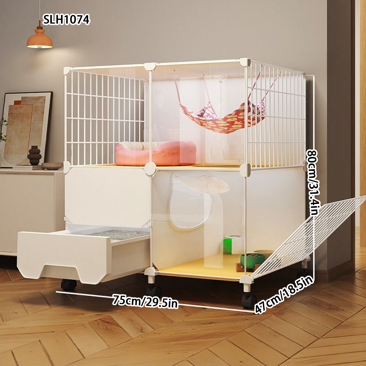 Large Size Cat Palace Indoor Housing Unit with Integrated Litter Tray - Comfortable Cat Shelter