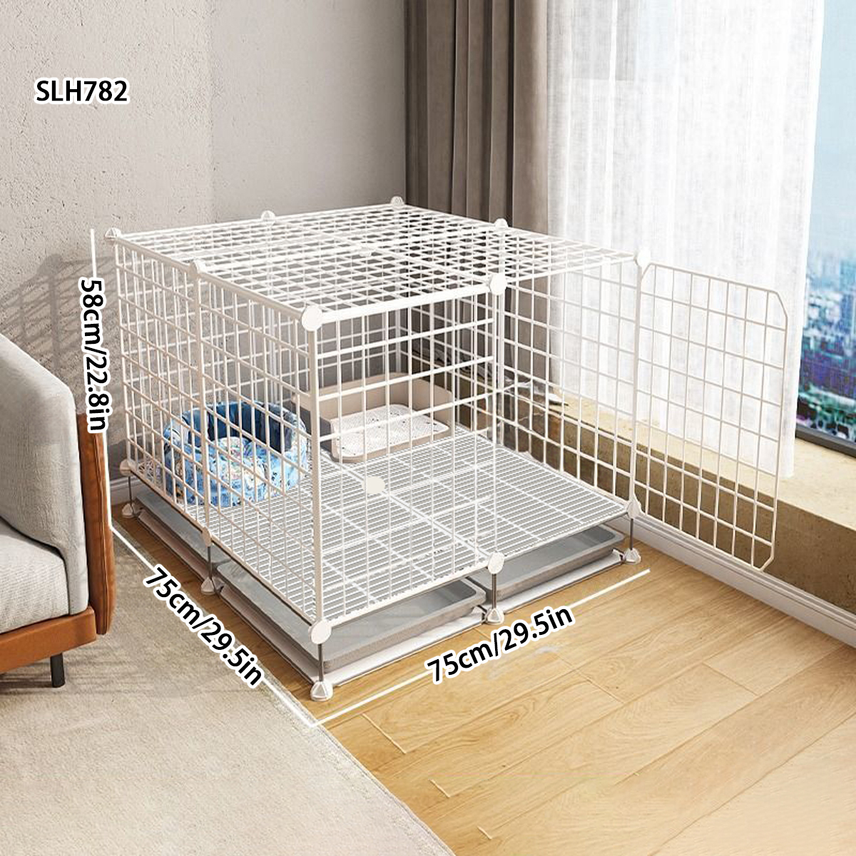 Indoor Medium Dog Kennel with Integrated Loo Area for Toy Breeds like Teddies & Cockers