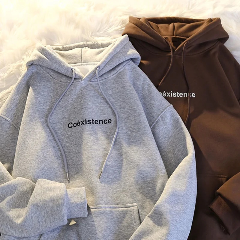 Hooded Jacket for Men and Women American College Style Alphabet Print Oversized Fashion Loose Long-Sleeve Sweatshirt Autumn 250106