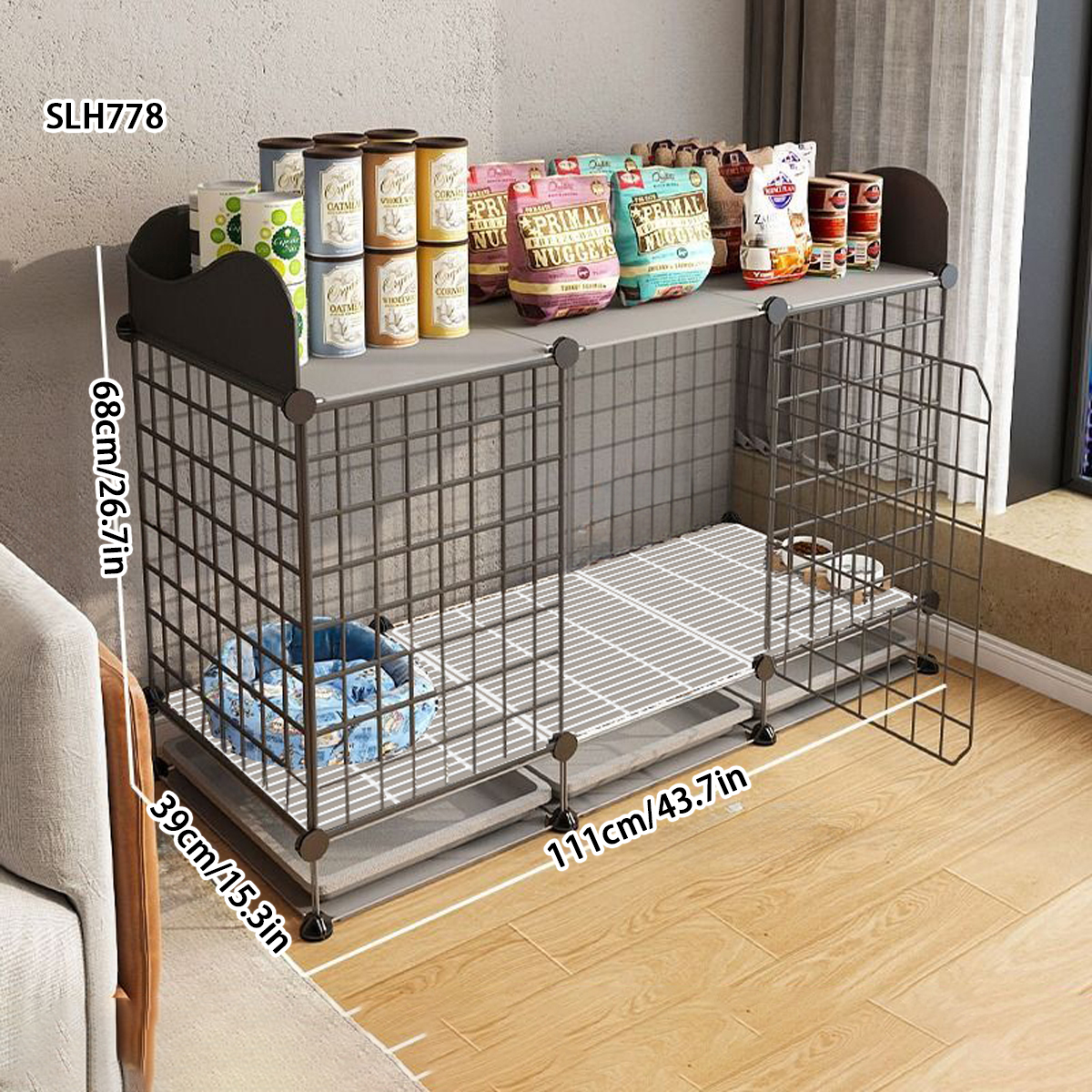 Indoor Medium Dog Kennel with Integrated Loo Area for Toy Breeds like Teddies & Cockers