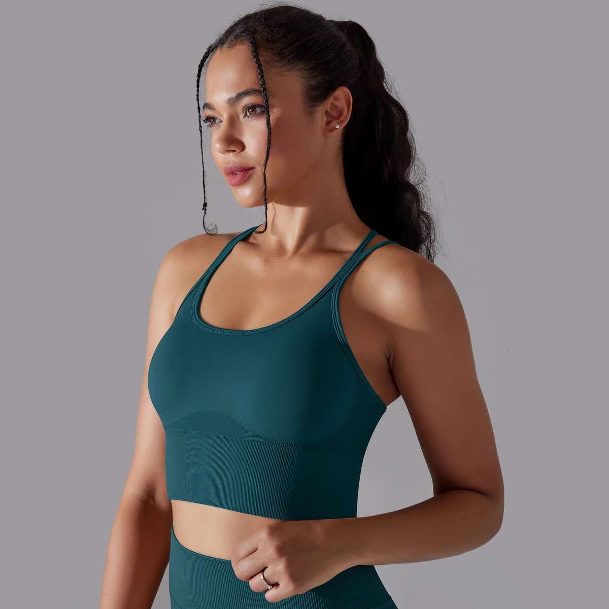 Crossover Back Underwear Solid Color Sports Bras Shockproof Gathering High Strength Vest Fiess Bra For Women