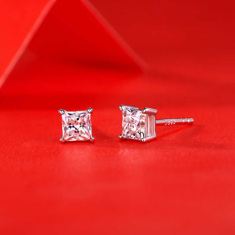 S925 Sterling Silver Moissanite Earrings for Women Classic Simple Fashion Plating 18K White Gold Stud Earrings Jewelry Wholesale