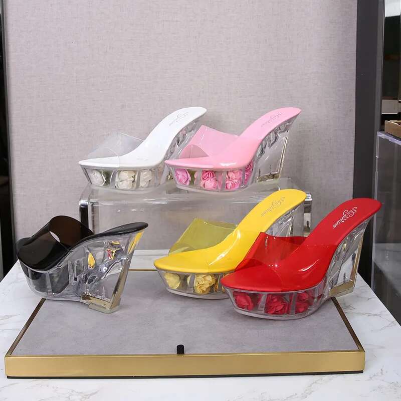 LTARTA 10Cm Sexy Nightclub High Heels Wer Heel Women's Catwalk Pole Dance Shoes Crystal Wedge Sandals Lfd-1101-8
