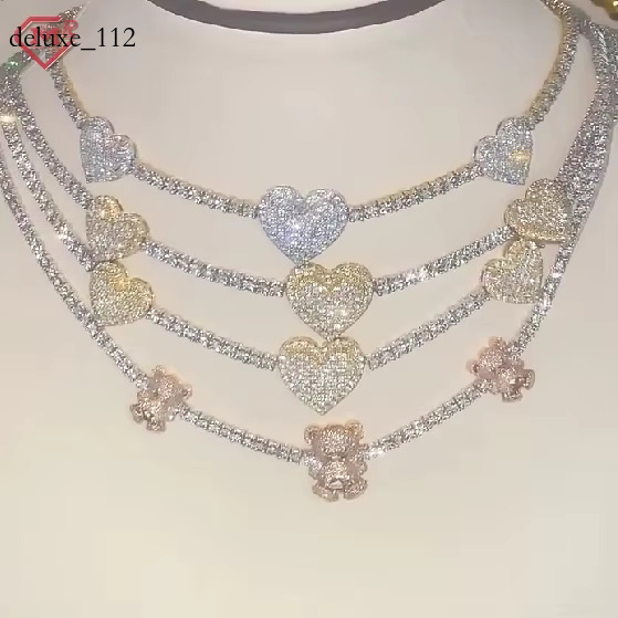 Customized Mens Vvs Chain Waterproof 4mm Sier Clover Heart Women Iced Out Dia Moissanite Tennis