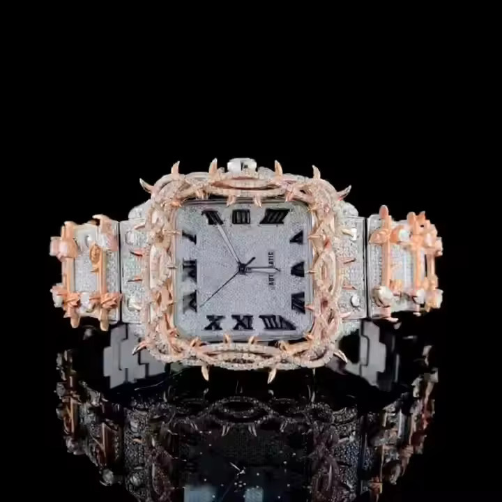 High-precision tactical mechanical watch High Quality DEF Lab Moissanite Watch Colorless Hop Style Analog Water Resistant White Gold Fashionable free 