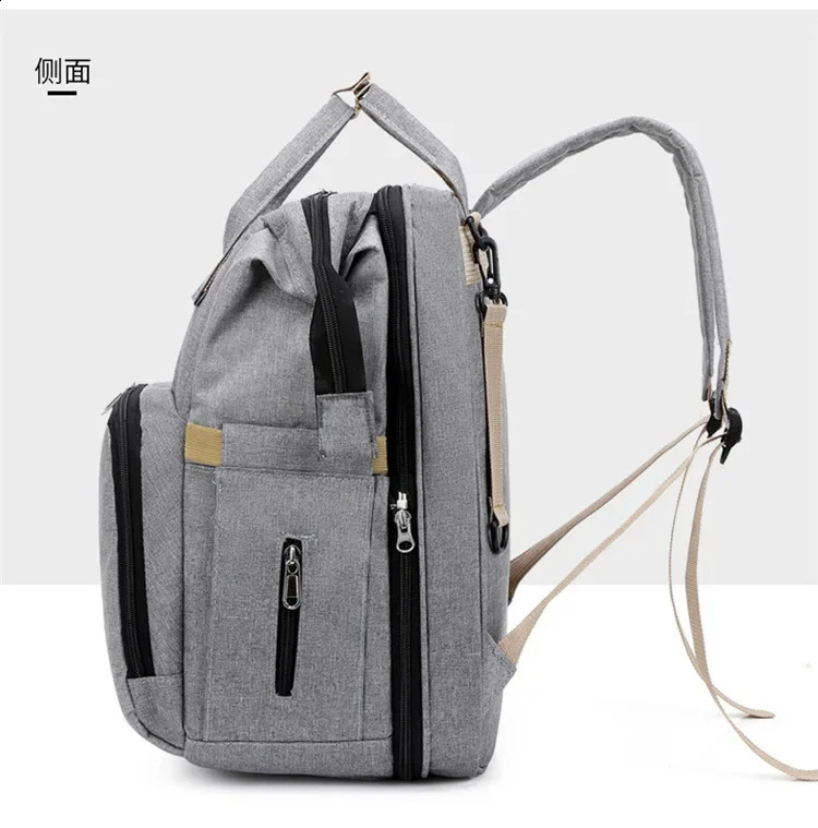 Fashionable Large Capacity Handheld Mommy Bag Folding Baby Bed Mother and Baby Bag Milk Bottle Diaper Double Shoulder Mom Bag 250106
