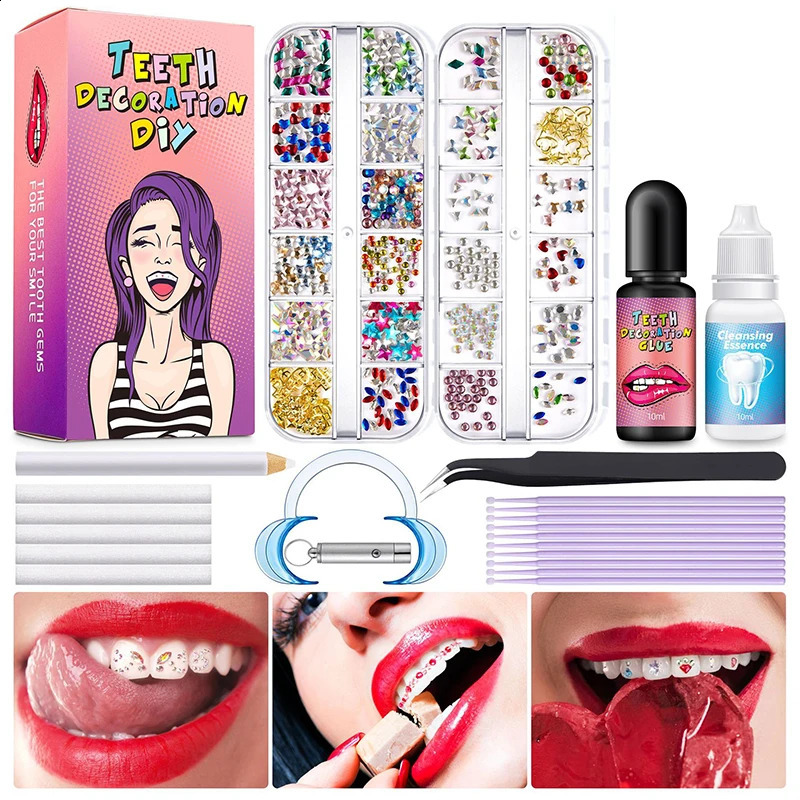 1Set Professional Tooth Gem Kit Diy Love Horse Eye Crystals Jewelry Kit Teeth Gem Kit Tooth Gems For Teeth Jewelry Starter 250107