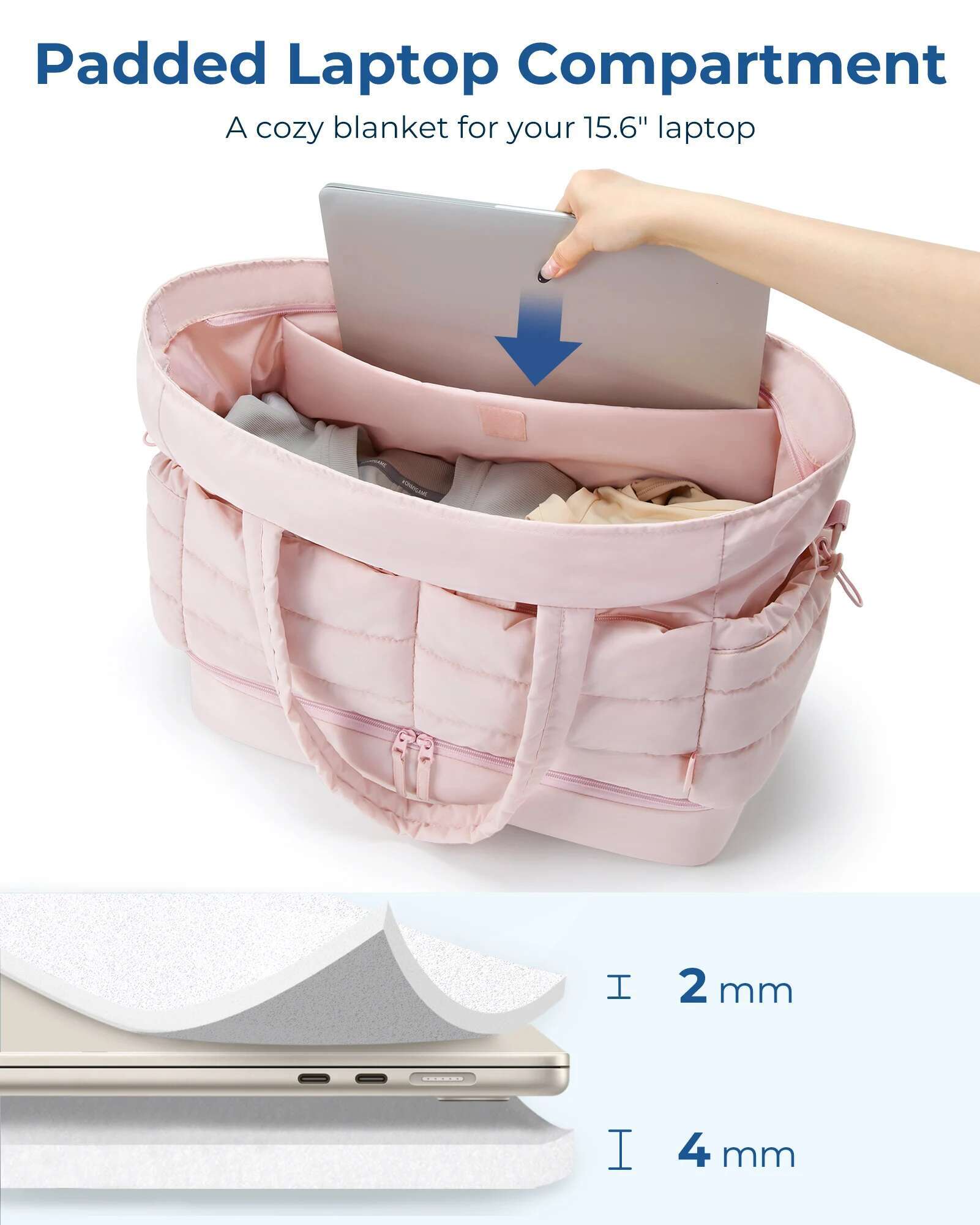 BAGAMRT Puffy Shoulder Tote Bag Large Capacity Quilted Crossbody Handbag 2Pc Travel Lage Womens Fiess Bags