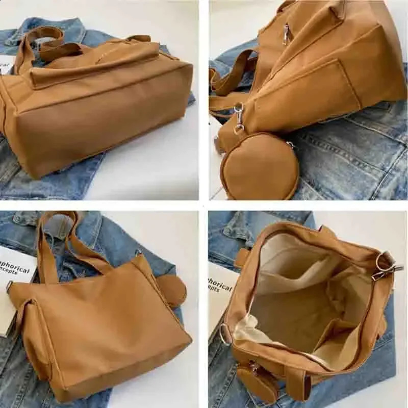 Large Capacity Unisex Tote Bag With Coin Purse College Style Middle School Student Schoolbag Casual Bag Crossbody Shoulder Bag 250106