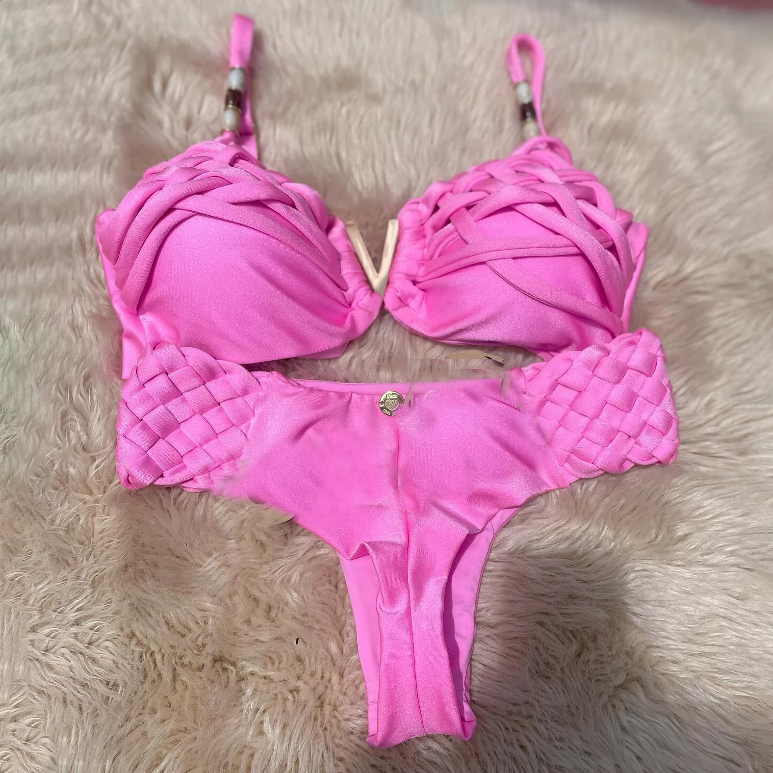 2-piece swimsuit sexy bikini womens swimsuit V-neck swimsuit push up Biquini crochet swimsuit beachwear 250110